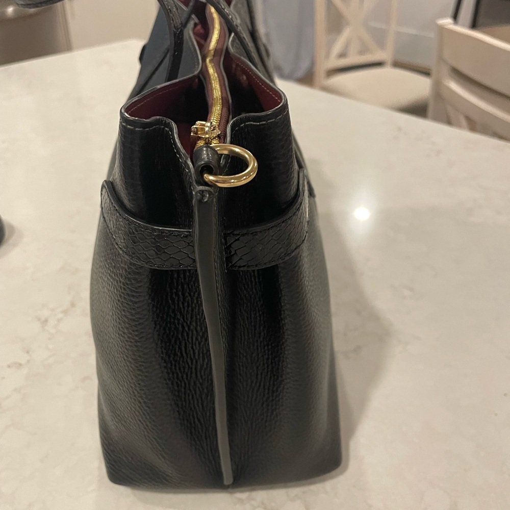 Coach Hanna Carryall Satchel Crossbody Snake-embossed with black pebbled leather - Picture 6 of 14